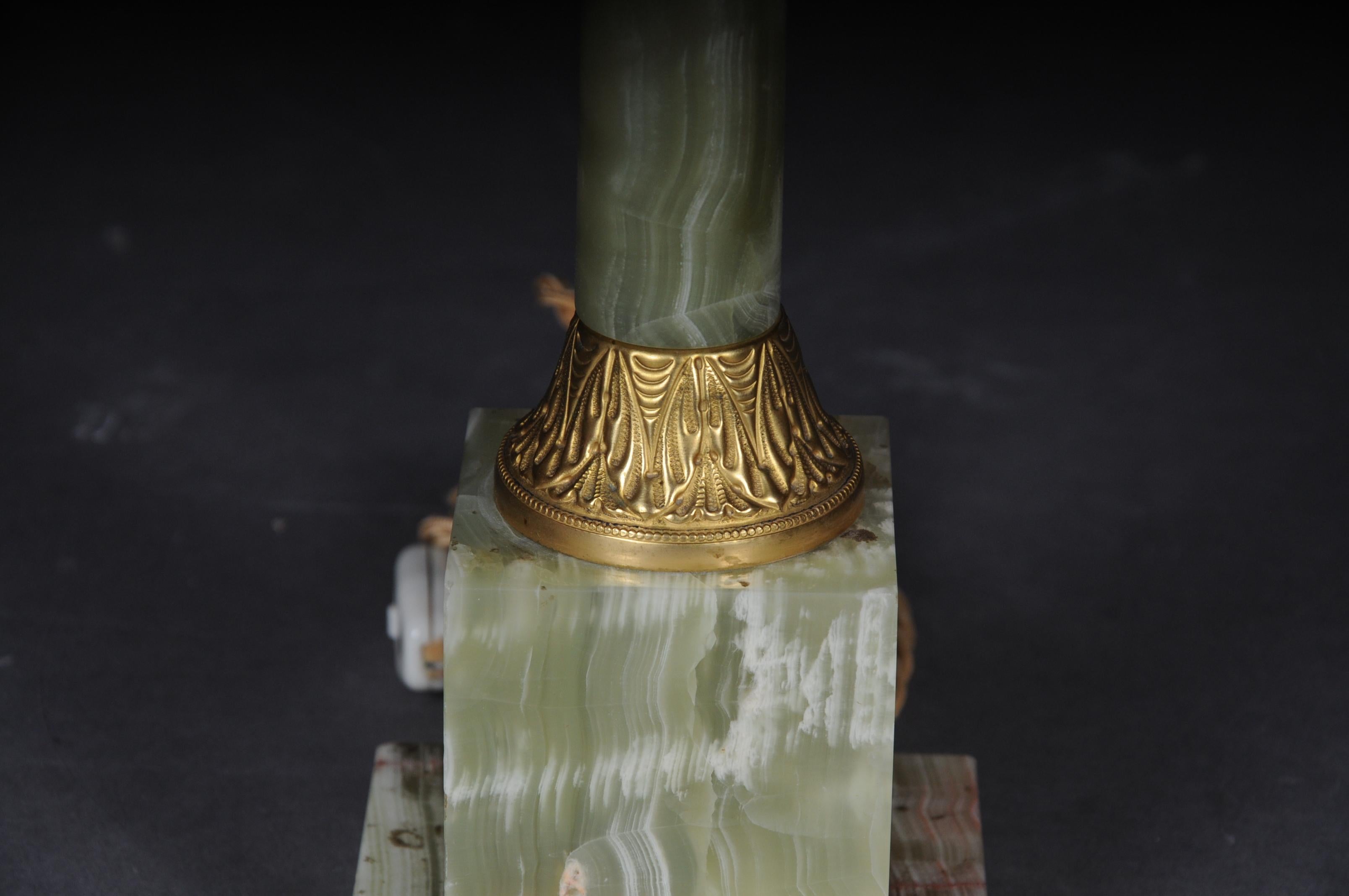 Marble 20th Century Classicist Onyx Table Lamp with Brass For Sale