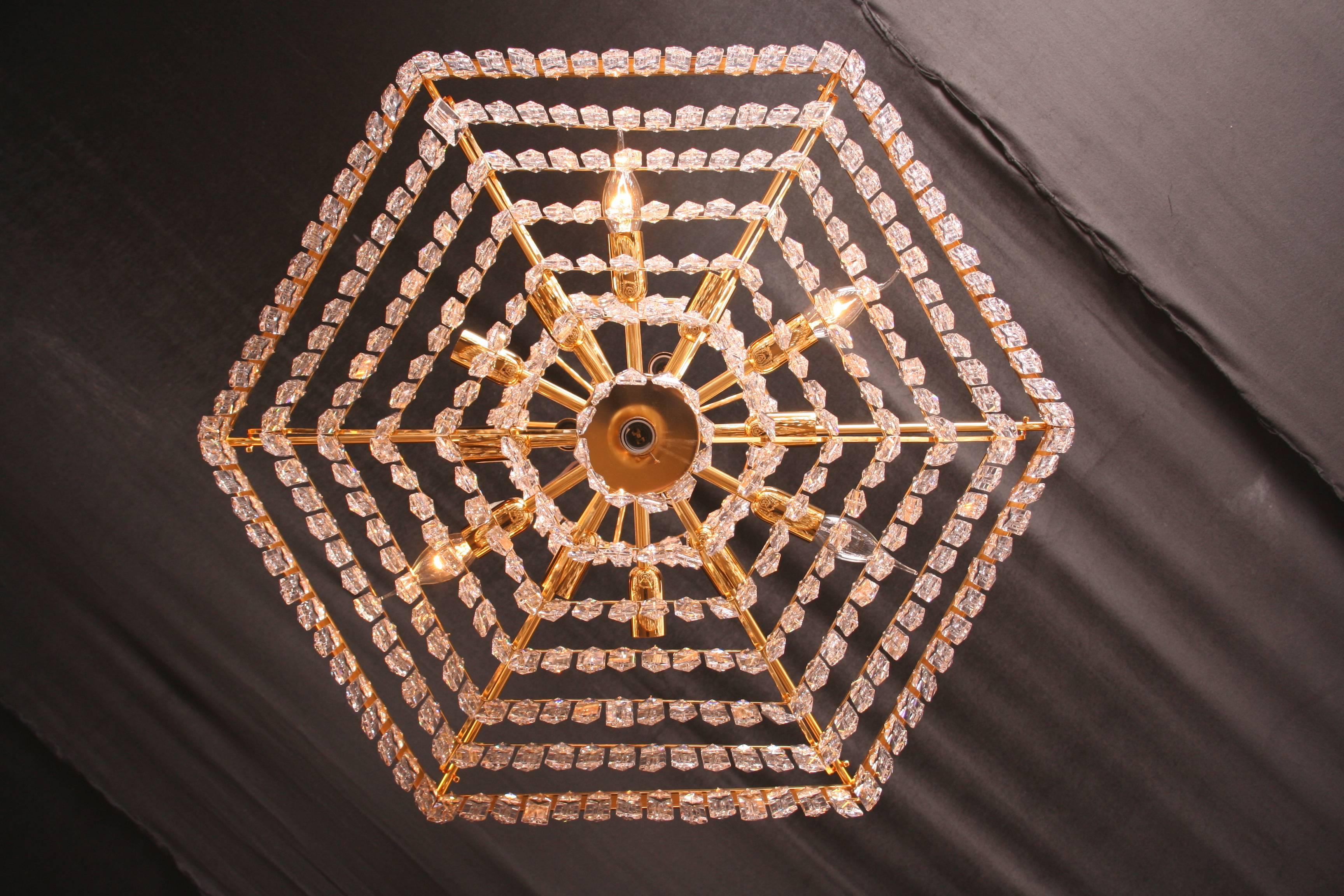 Faceted 20th Century Classicist Style Ceiling Chandelier For Sale