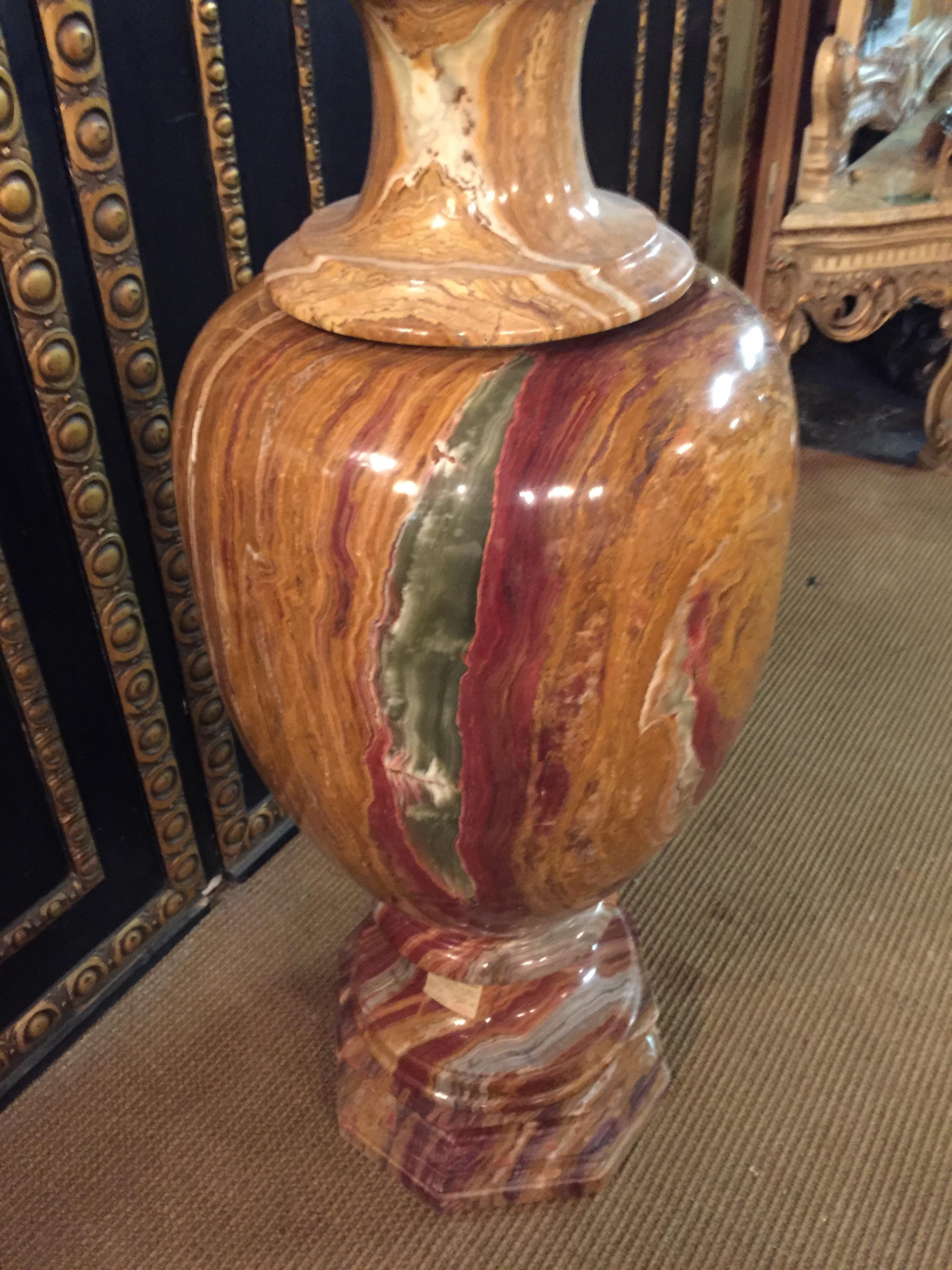 20th Century Classicist Style in Red-Onyx Marble Crater Vase 9