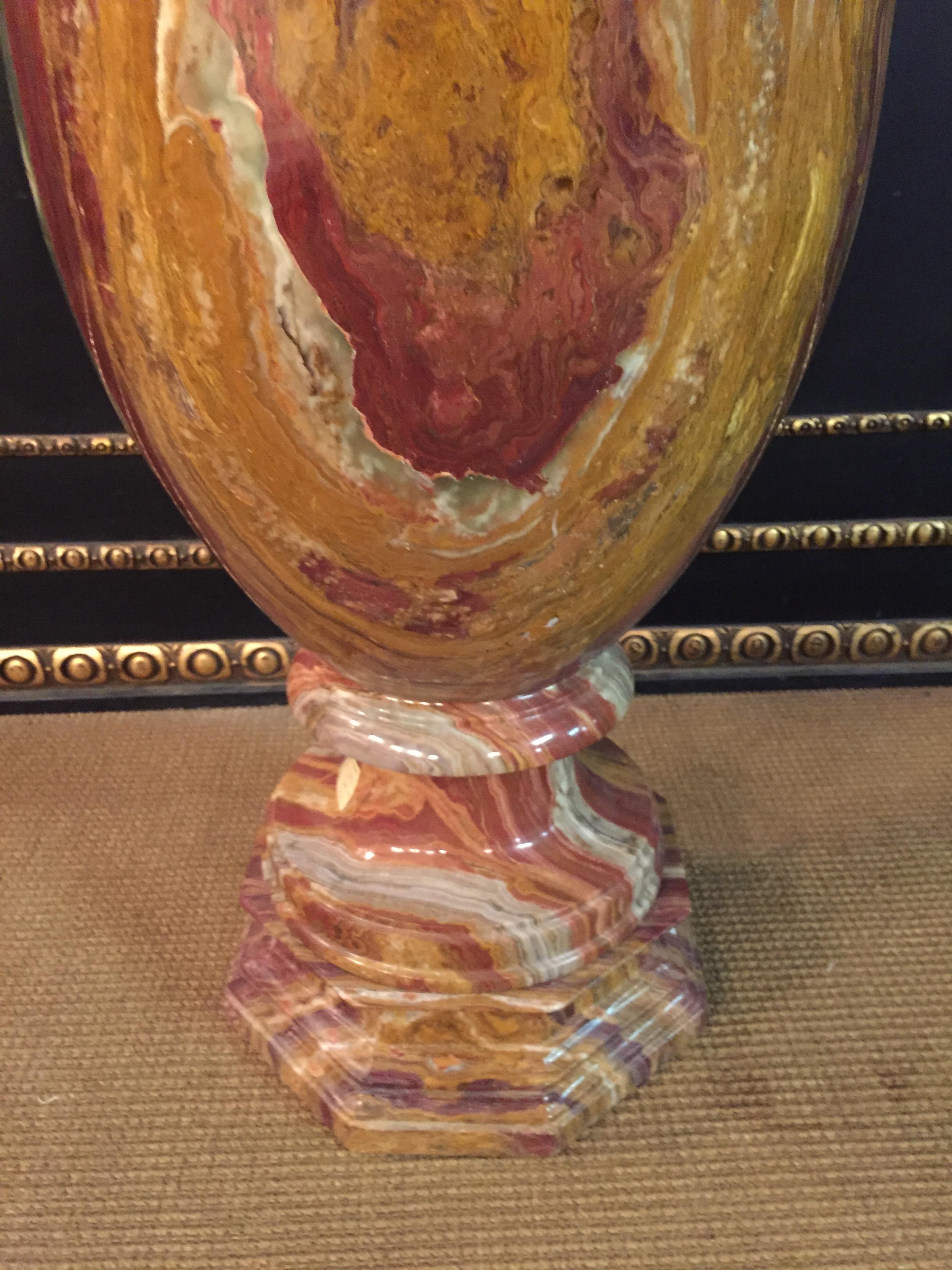 20th Century Classicist Style in Red-Onyx Marble Crater Vase 11