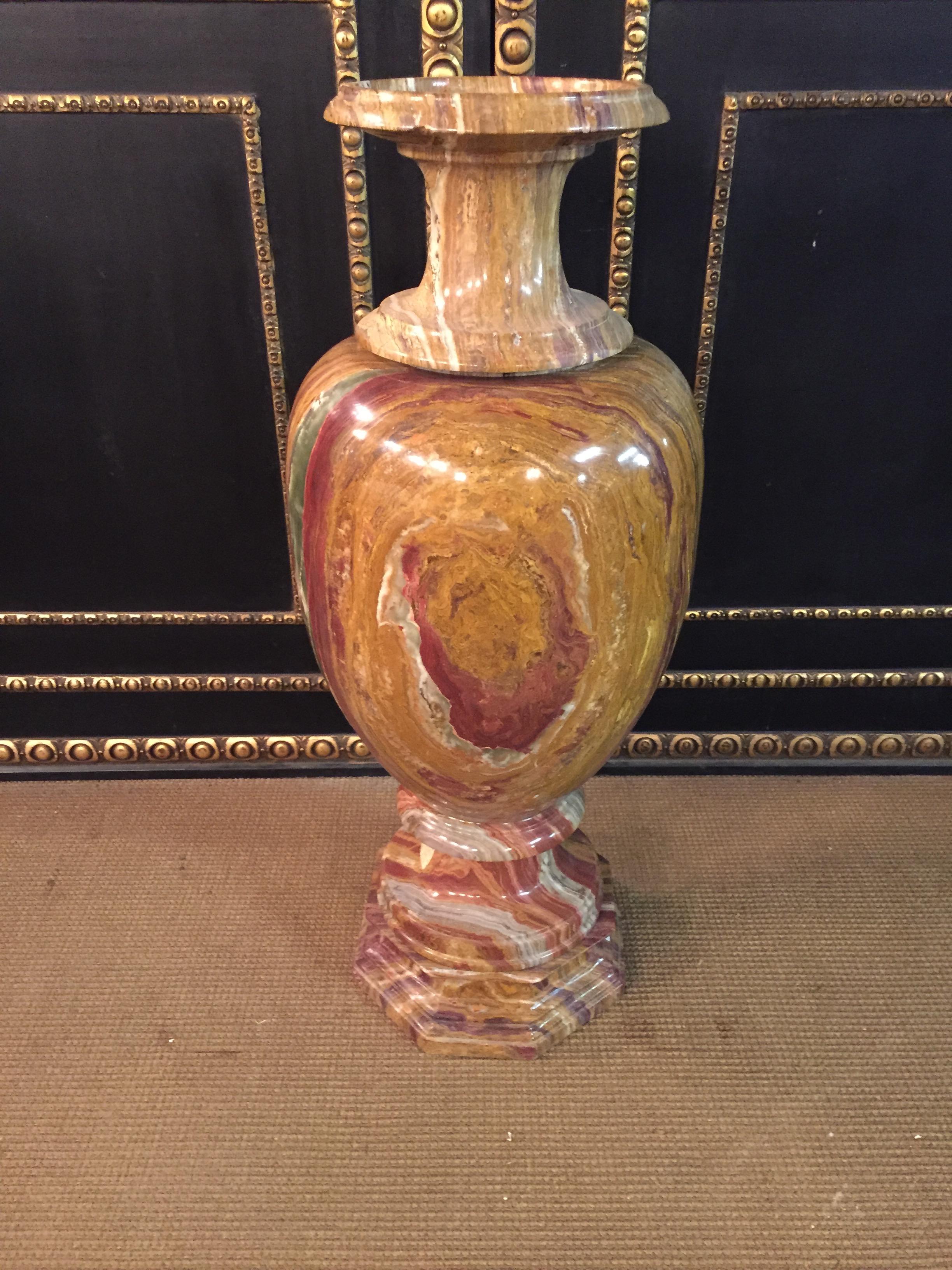 20th Century Classicist Style in Red-Onyx Marble Crater Vase 12