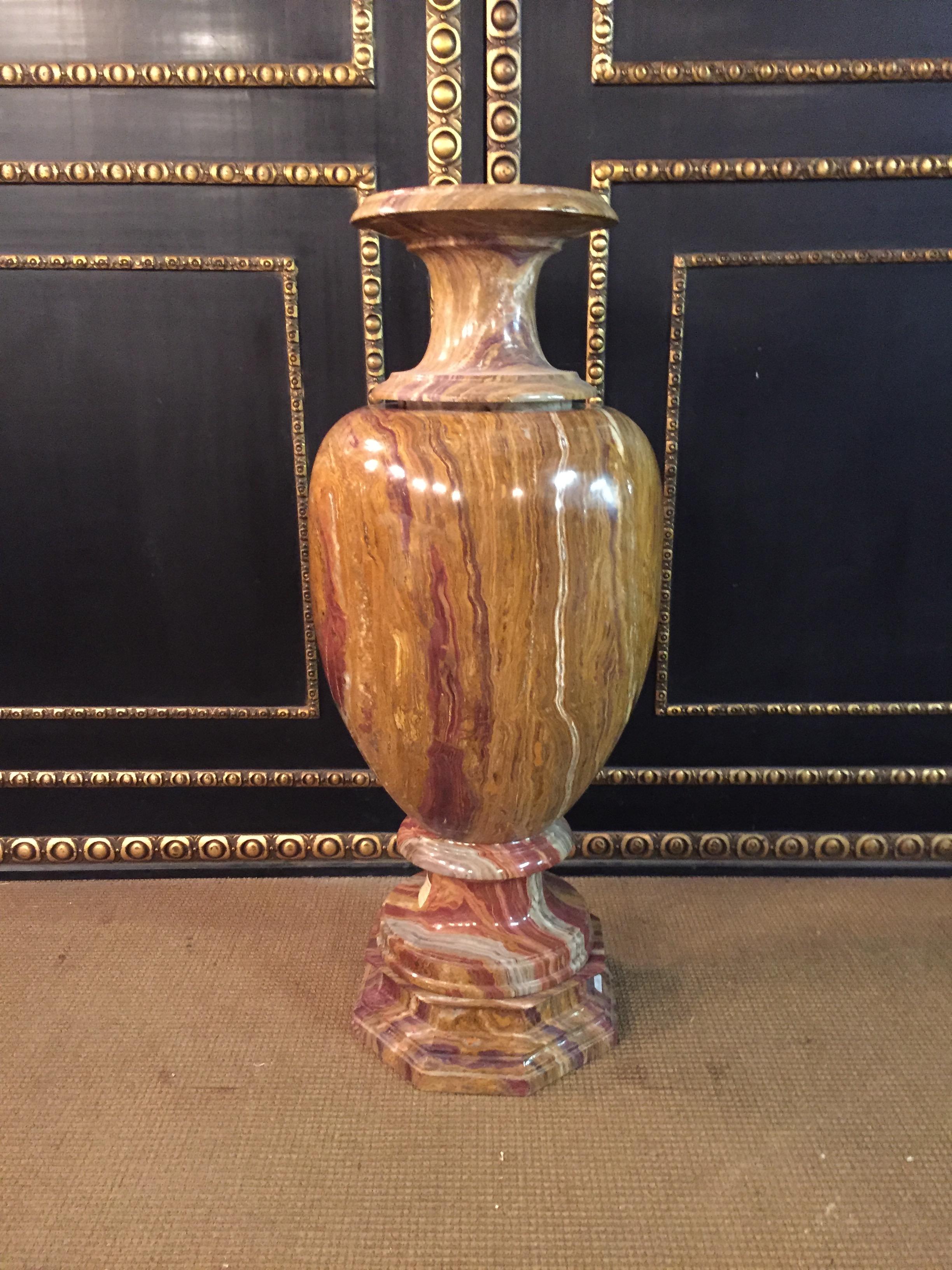 20th Century Classicist Style in Red-Onyx Marble Crater Vase 13