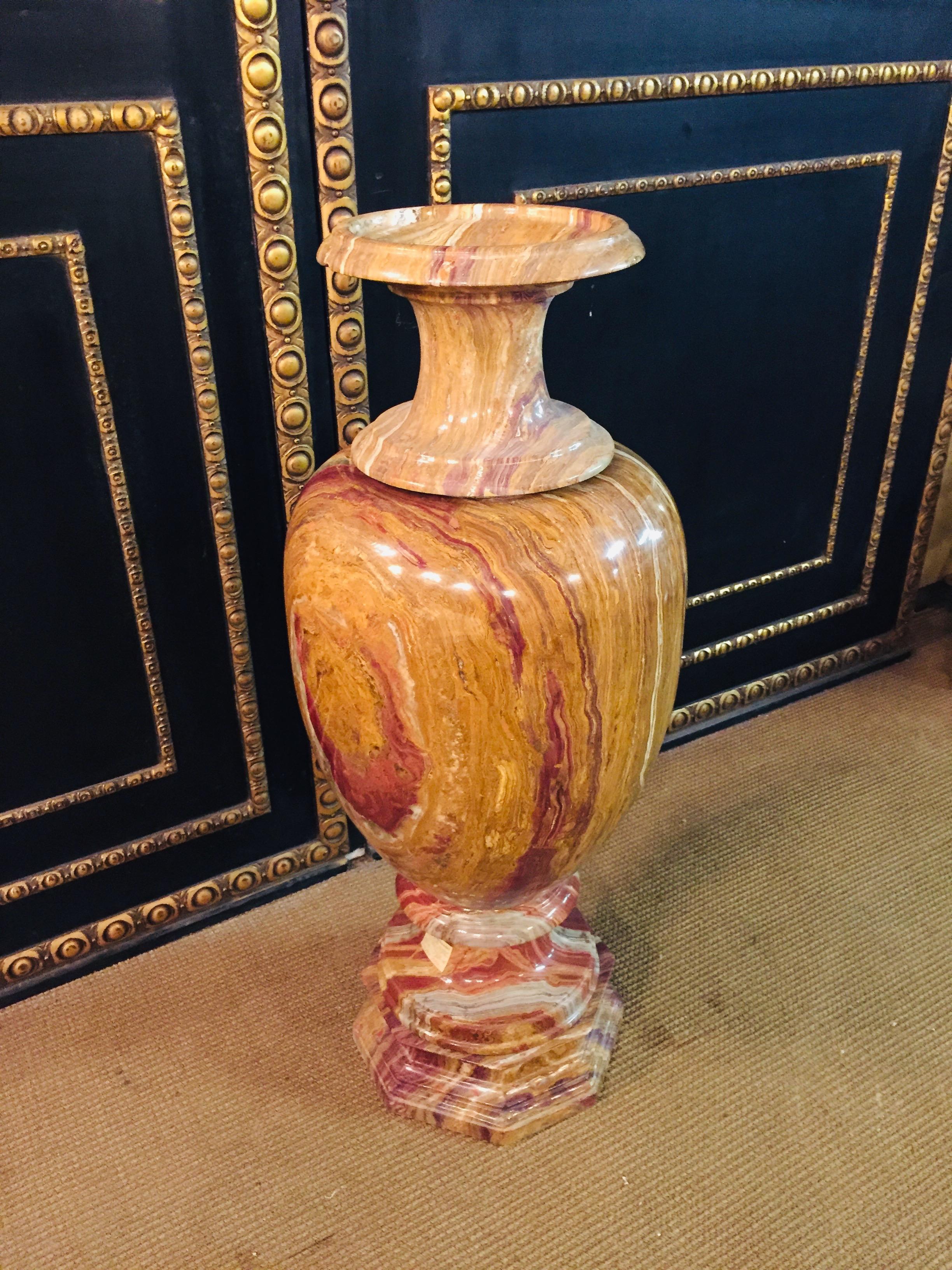 Neoclassical 20th Century Classicist Style in Red-Onyx Marble Crater Vase