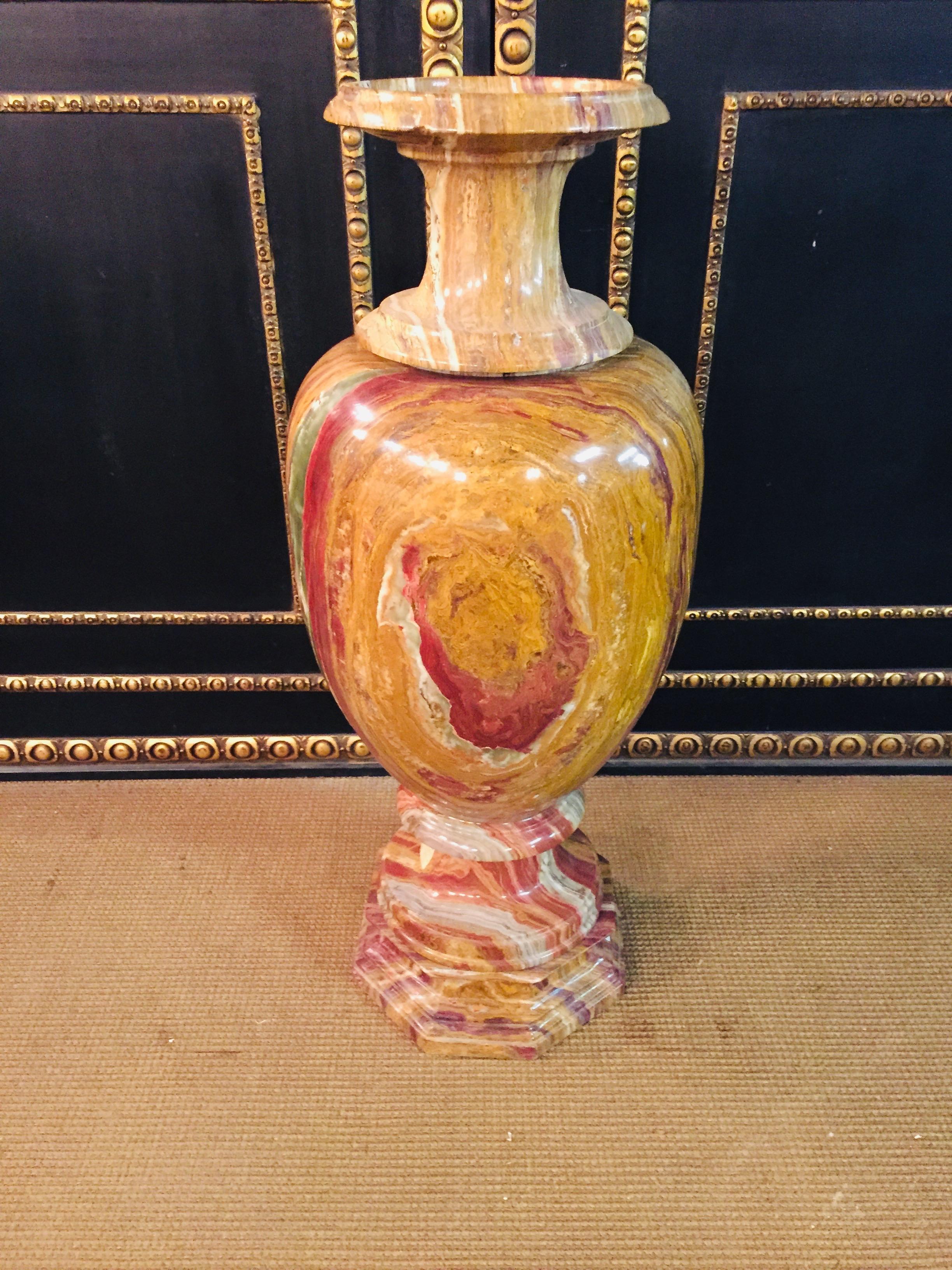 Italian 20th Century Classicist Style in Red-Onyx Marble Crater Vase
