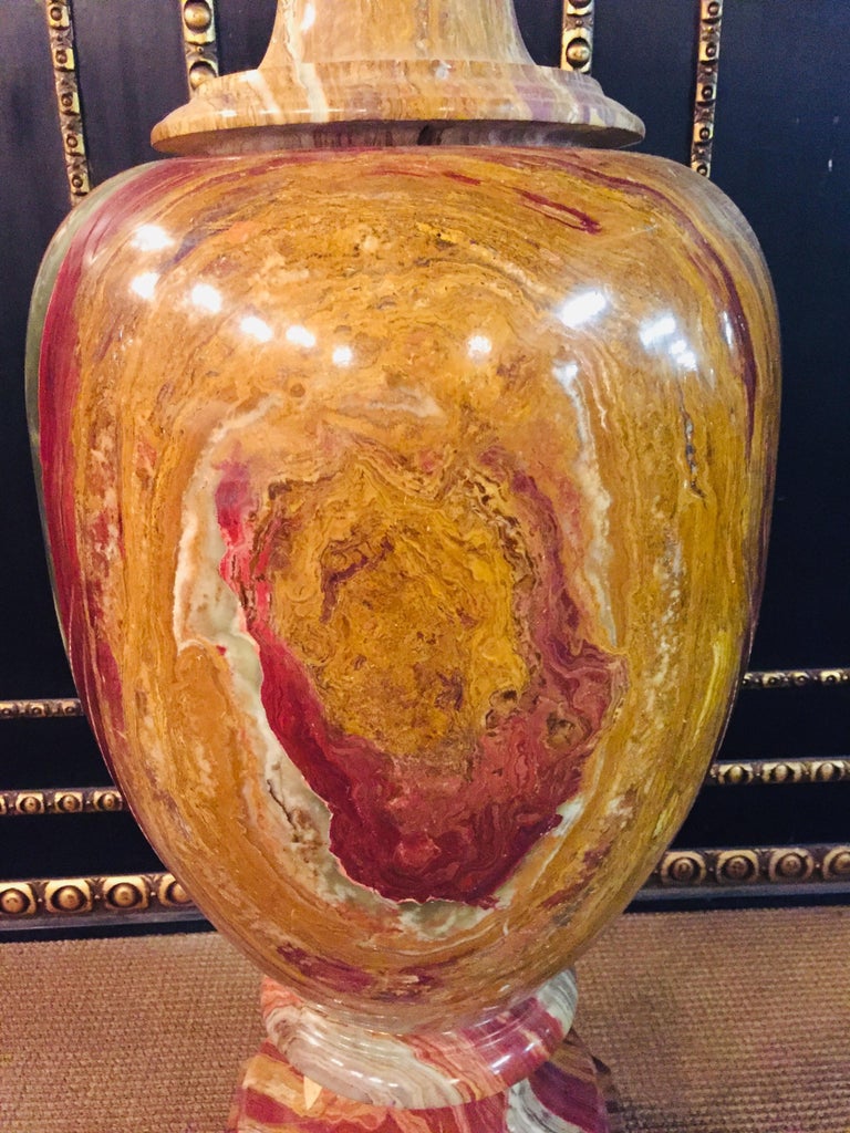 20th Century Classicist Style in RedOnyx Marble Crater Vase For Sale