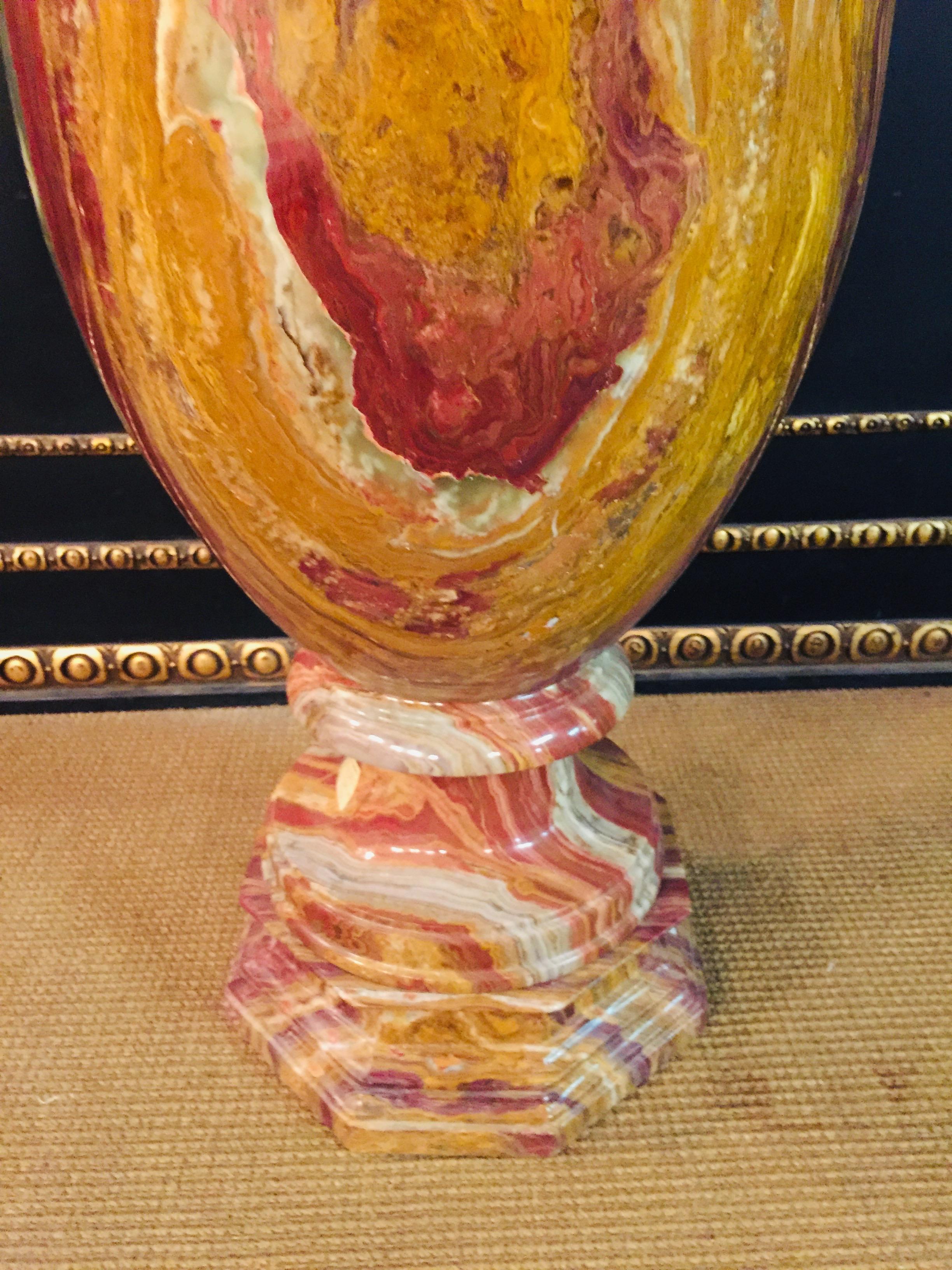 20th Century Classicist Style in Red-Onyx Marble Crater Vase 1