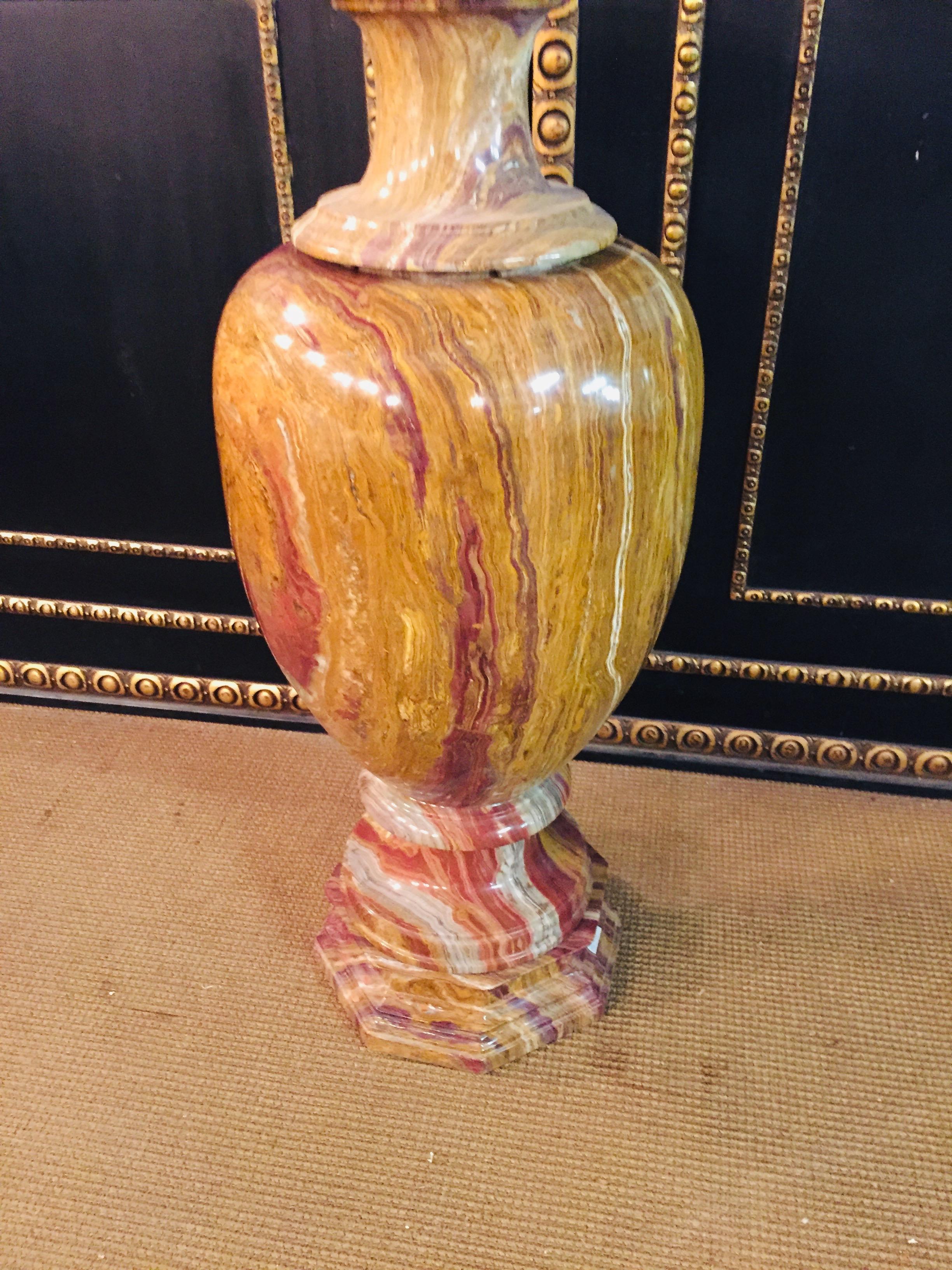 20th Century Classicist Style in Red-Onyx Marble Crater Vase 3