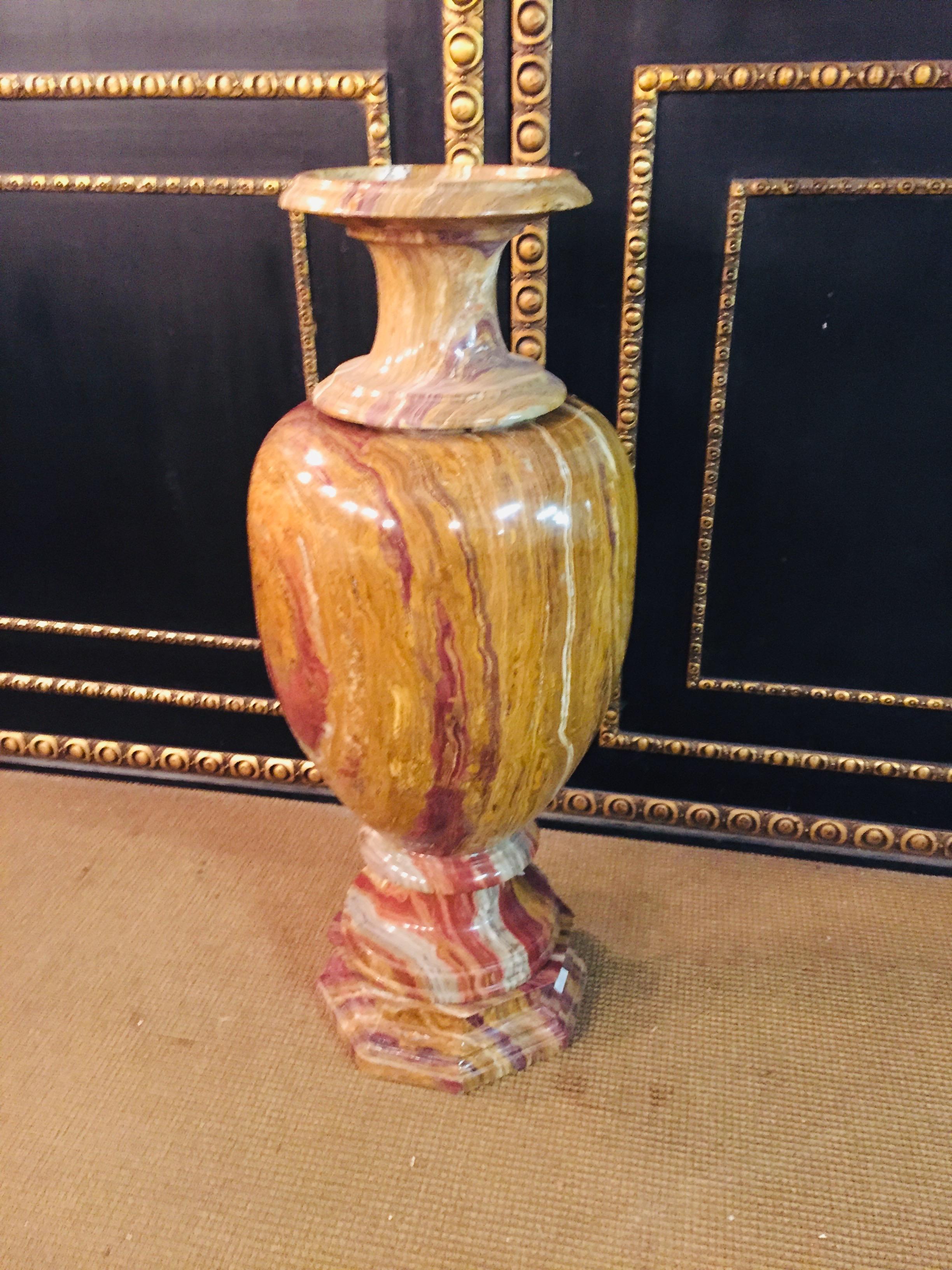 20th Century Classicist Style in Red-Onyx Marble Crater Vase 4