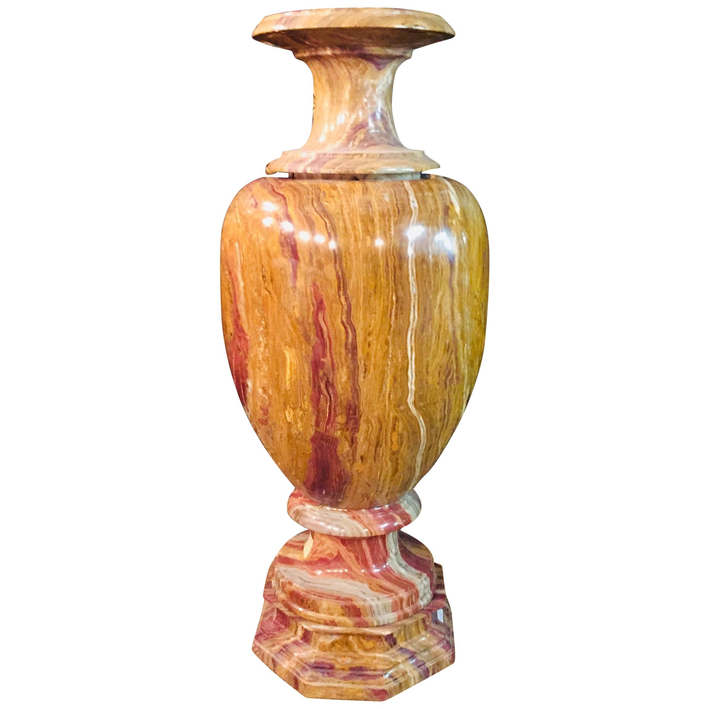 20th Century Classicist Style in Red-Onyx Marble Crater Vase