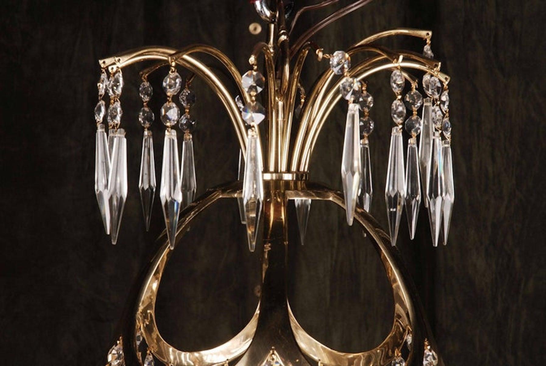 20th Century Classicist Style Swedish Empire Ceiling Candelabra Chandelier In Good Condition For Sale In Berlin, DE