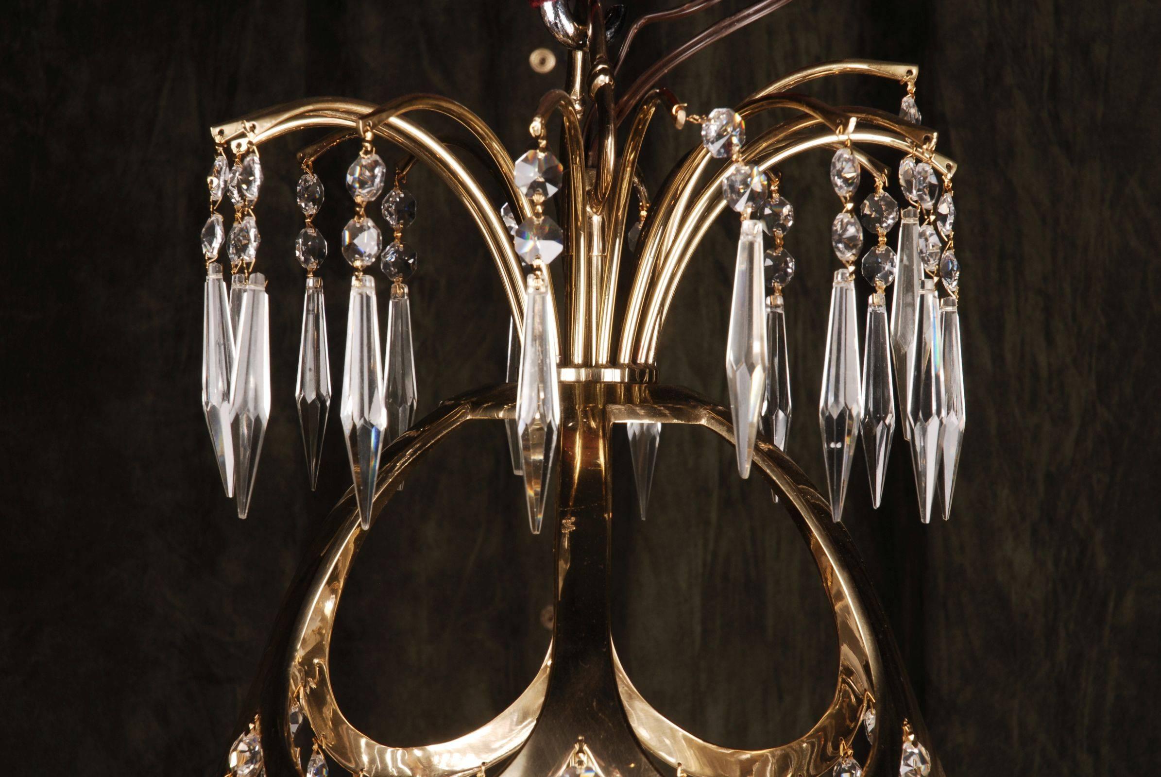 Crystal 20th Century Classicist Style Swedish Empire Ceiling Candelabra Chandelier For Sale