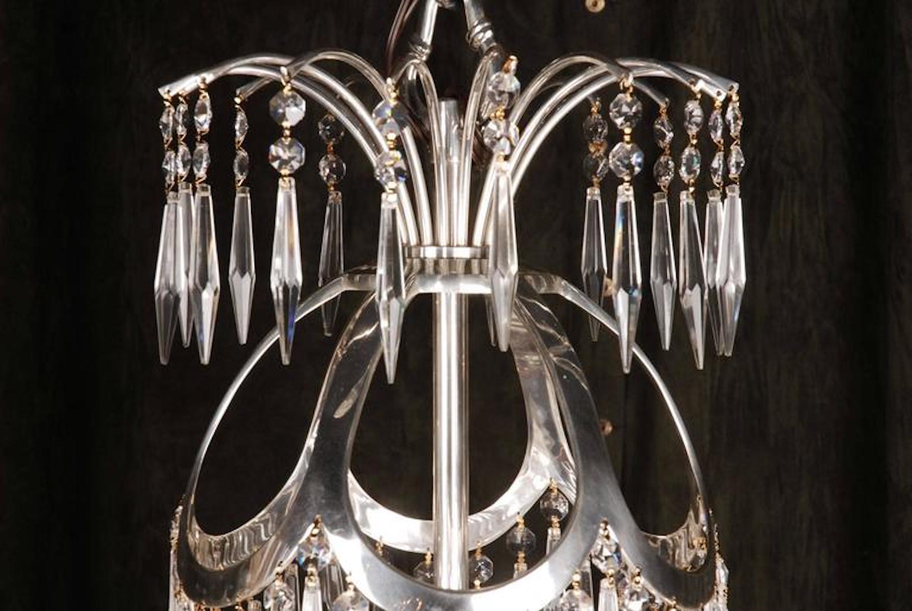 Brass 20th Century Classicist Style Swedish Empire Ceiling Candelabra Chandelier For Sale
