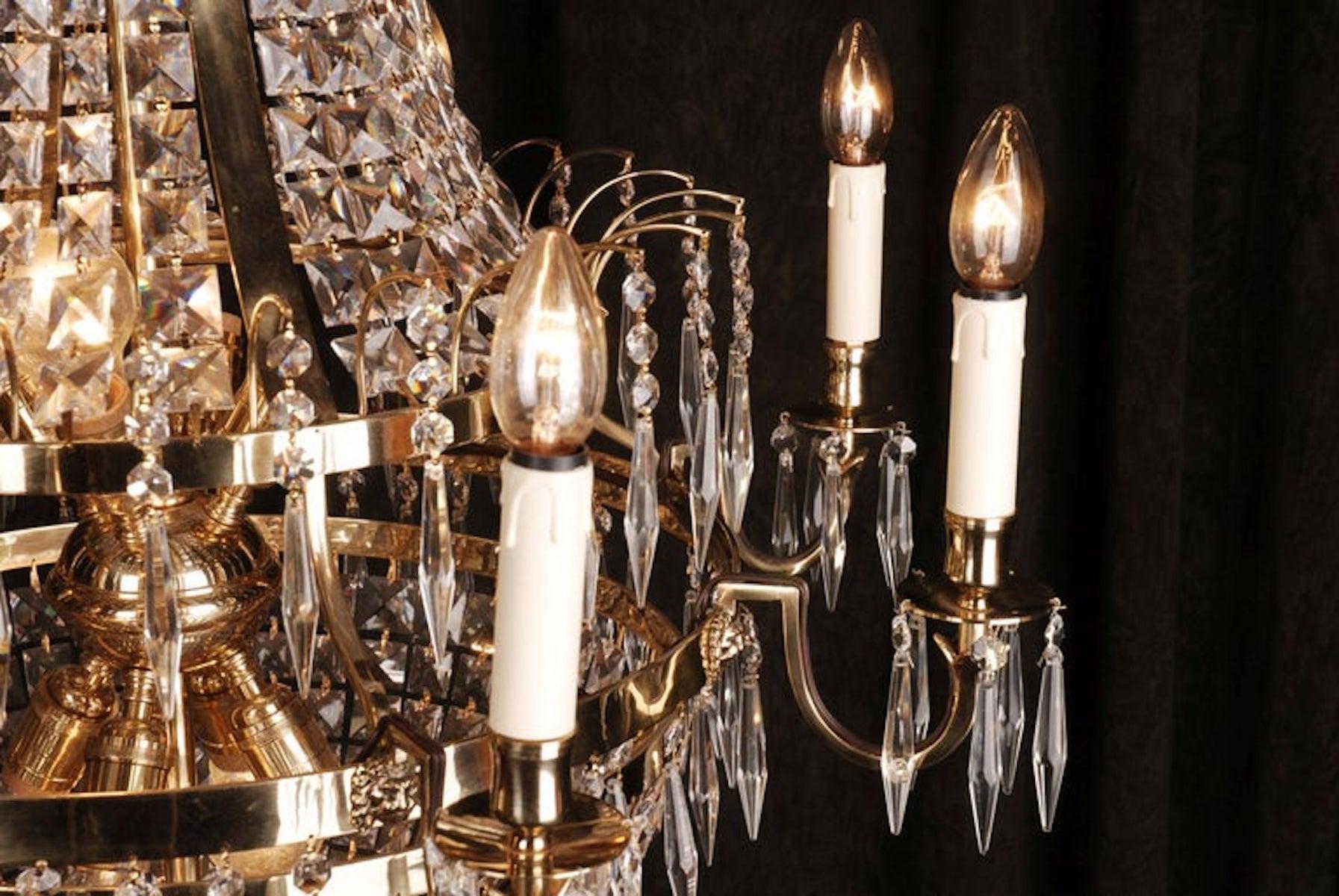 20th Century Classicist Style Swedish Empire Ceiling Candelabra Chandelier For Sale 4