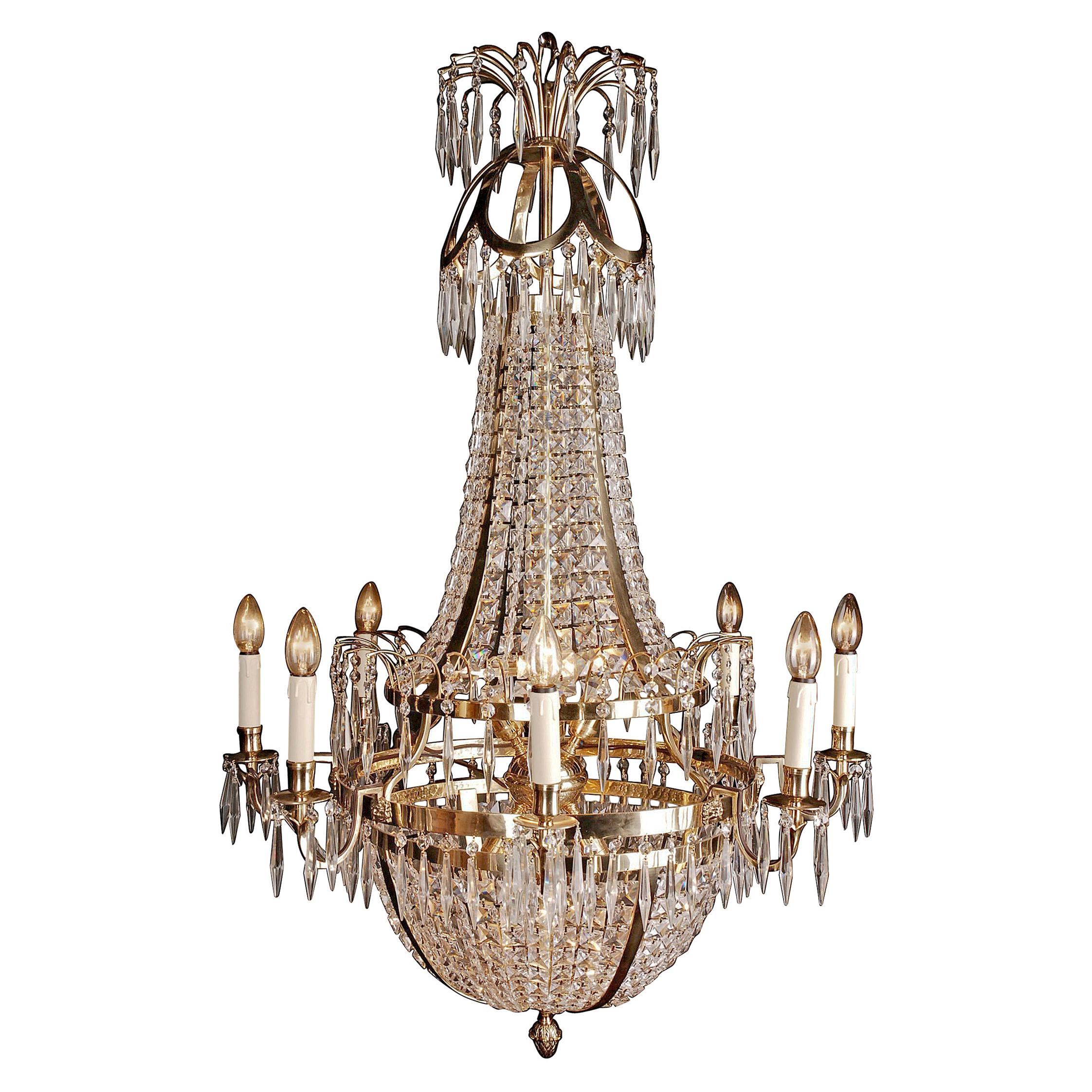 20th Century Classicist Style Swedish Empire Ceiling Candelabra Chandelier For Sale