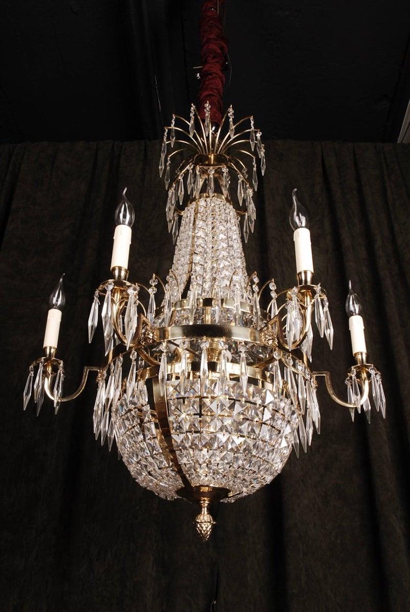 20th Century Classicist Style Swedish Empire Ceiling Candelabra For Sale 3