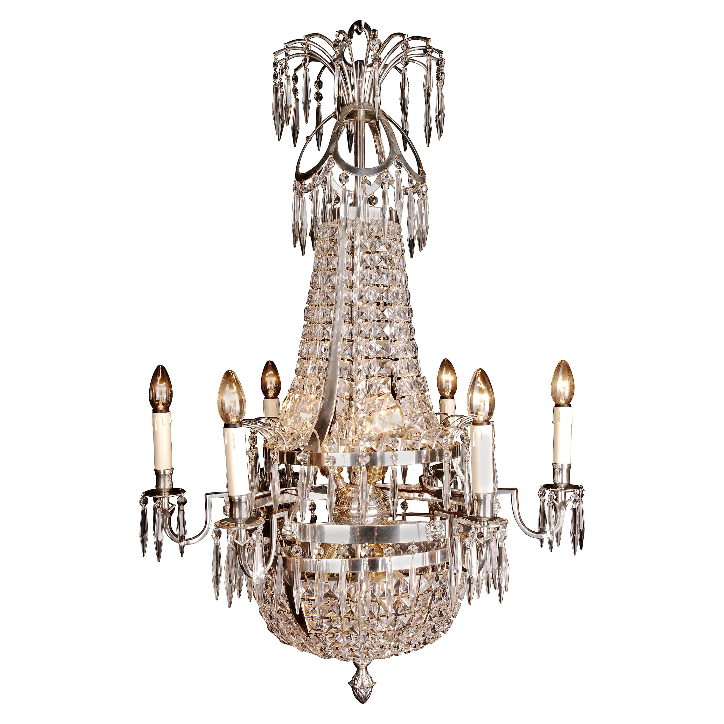20th Century Classicist Style Swedish Empire Ceiling Candelabra For Sale