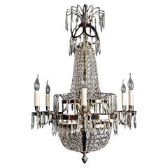 Chandelier de plafond Empire suédois de style classique du 20e siècle