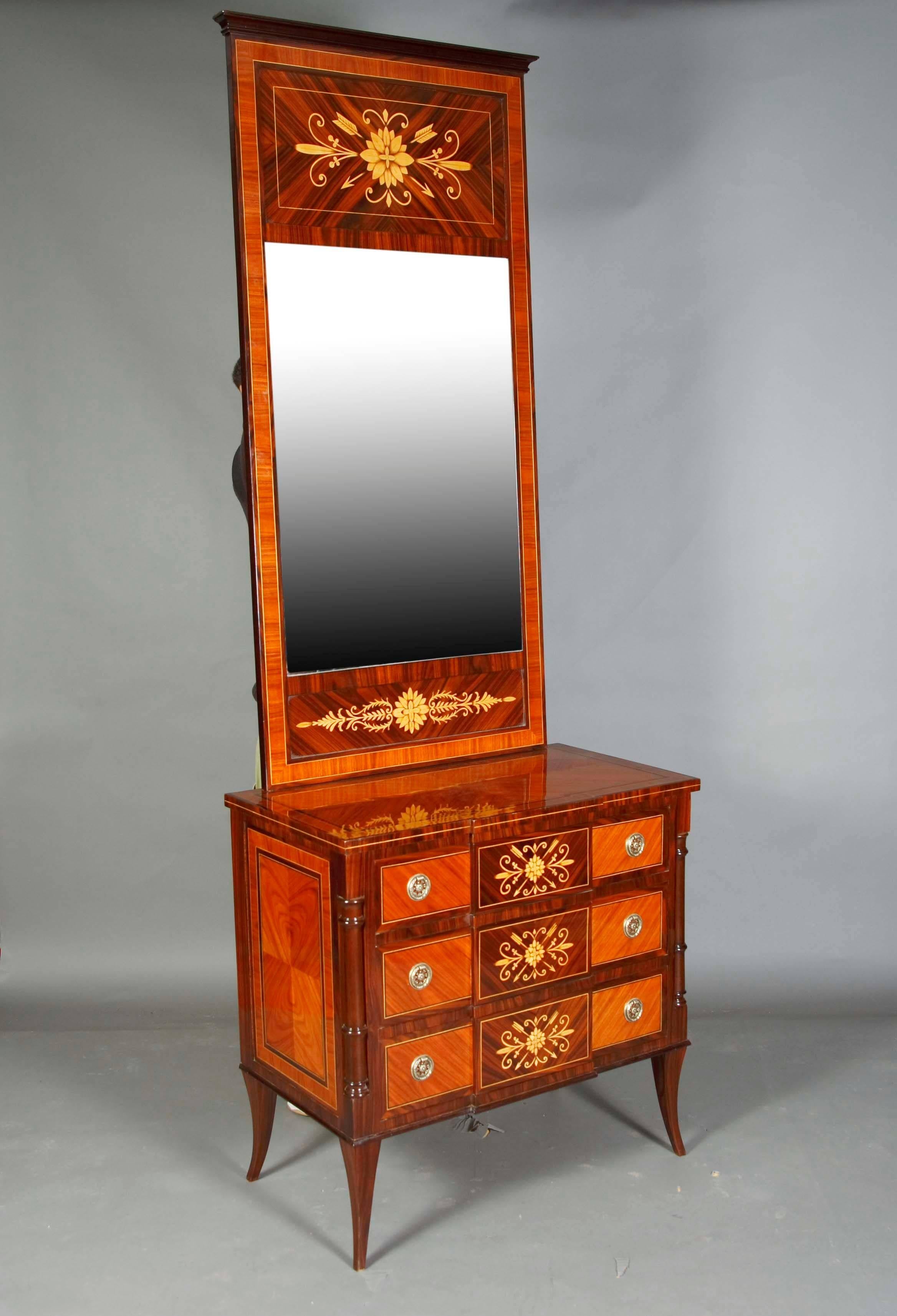 Wood 20th Century Classicist Style Tulip Mirror Commode For Sale