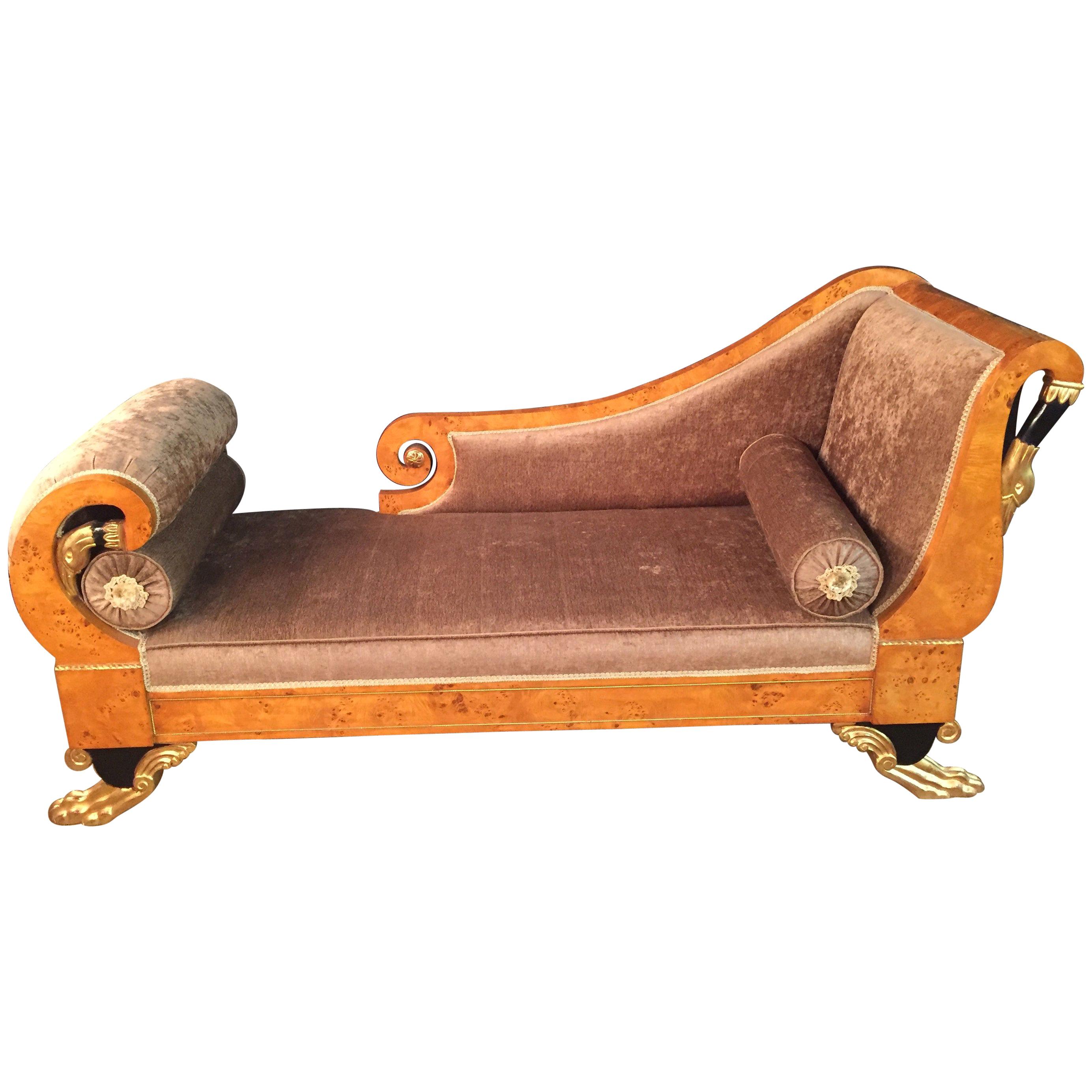 20th Century Classizim Style Empire Swan Chaise Lounge