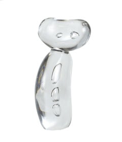 Moderne abstrakte Skulptur aus Klarglas des 20. Jahrhunderts mit eingeschlossenen Blasen, Polen