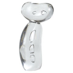 20th Century Clear Glass Modern Abstract Sculpture with Trapped Bubbles, Poland