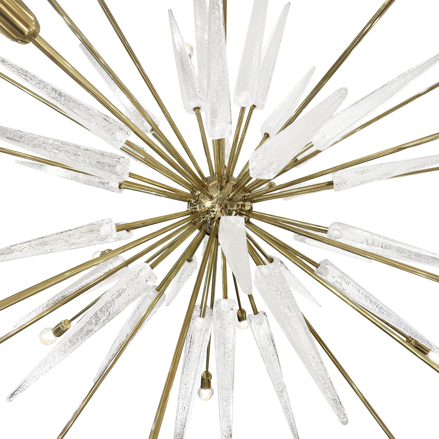 Metal 20th Century Clear Italian Murano Glass Sputnik Chandelier, Large Pendant For Sale