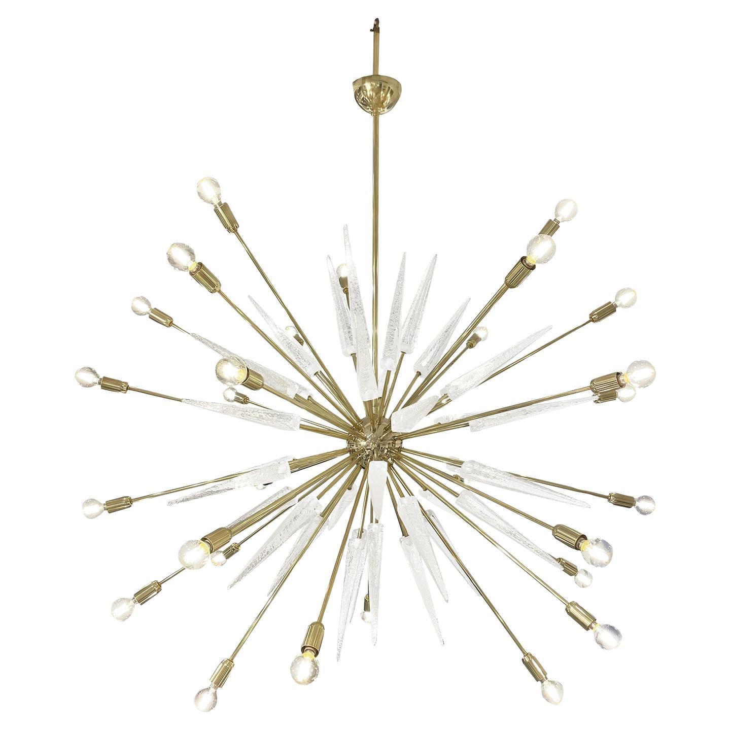 20th Century Clear Italian Murano Glass Sputnik Chandelier, Large Pendant