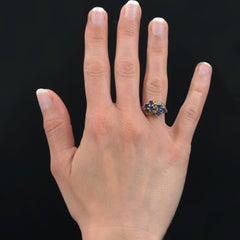 20th Century Clover Sapphire Diamonds 18 Karat Yellow Gold Ring