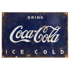 Vintage 20th Century Coca Cola Enamel Advertising Sign, circa 1910