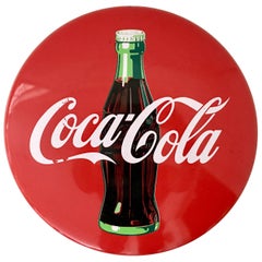 20th Century Coca-Cola Enamel Button and Bottle Advertising Sign