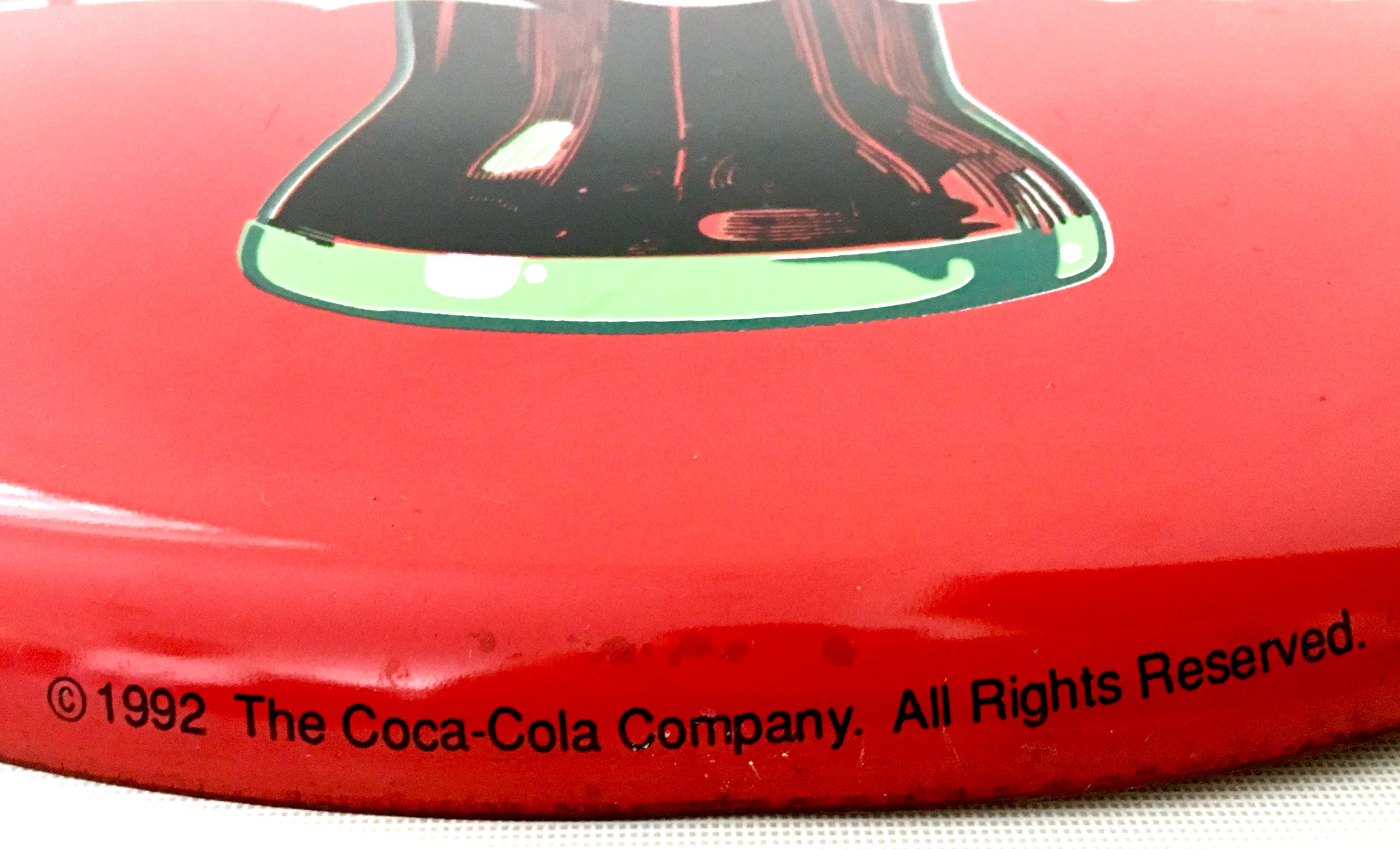 20th Century Coca-Cola Enamel Iron Button and Bottle Advertising Sign-Signed 9