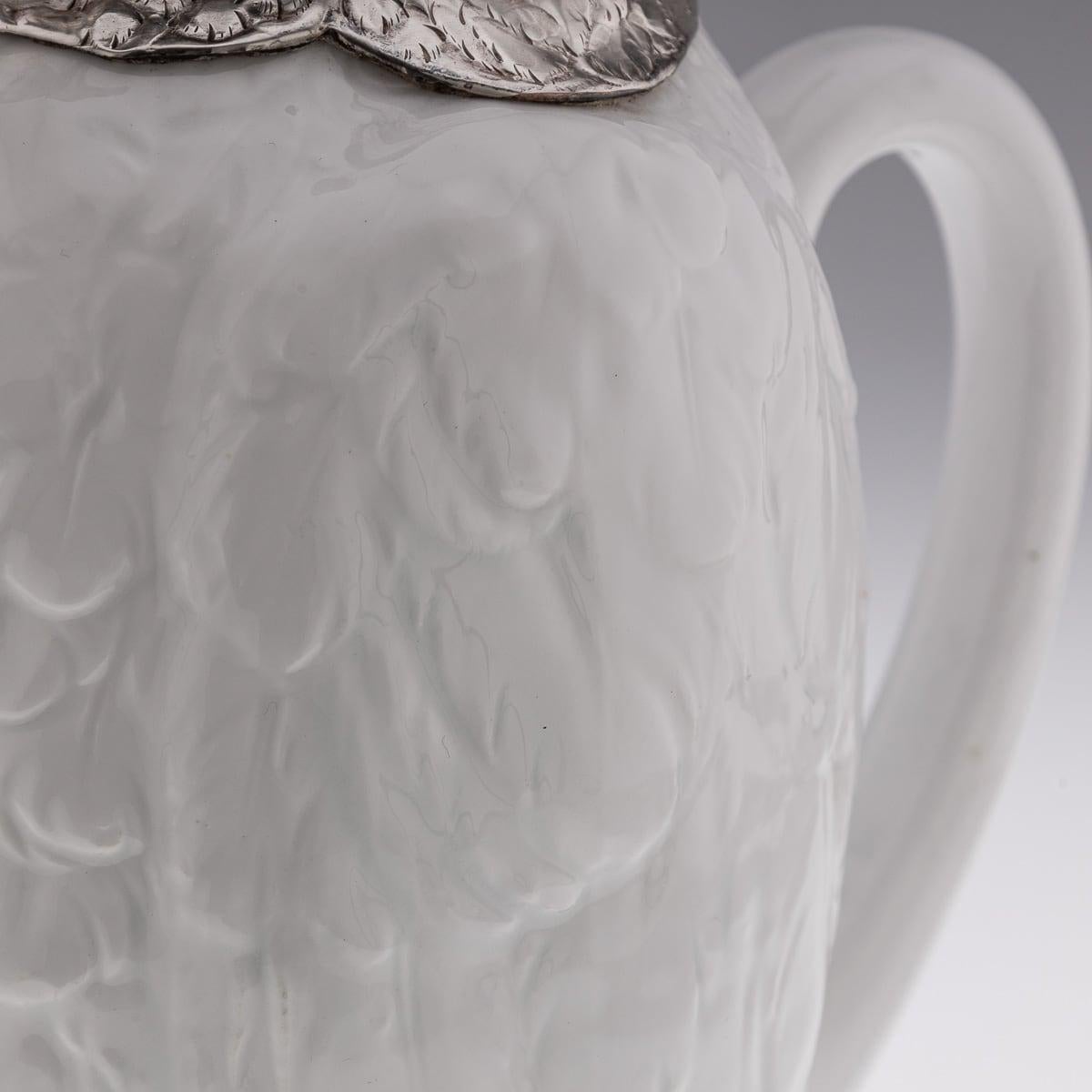 20th Century Cockatoo Solid Silver & Porcelain Claret Jug, Asprey & Co c.1912 For Sale 13