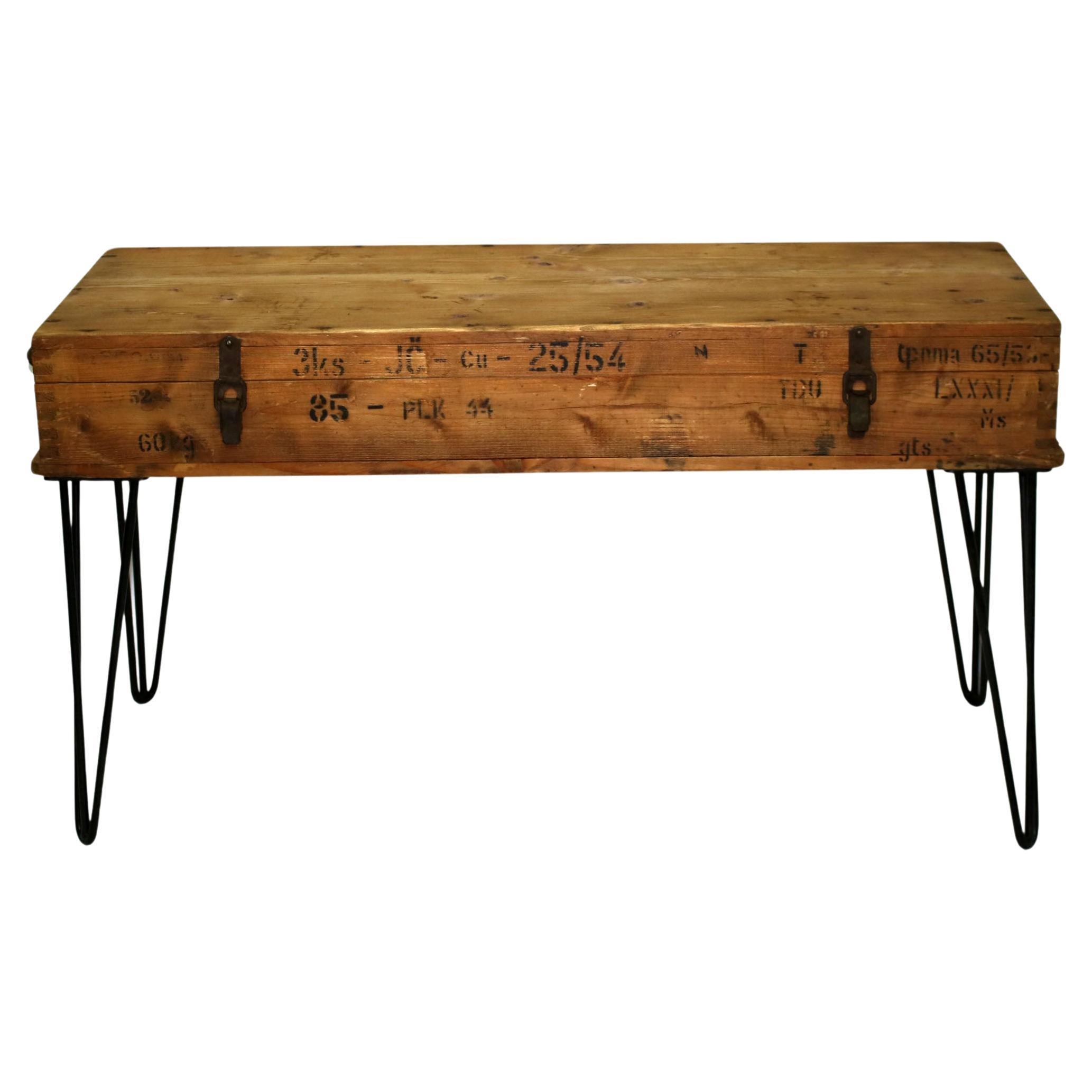 20th Century Coffee Table Converted From An Ammunition Case For Sale