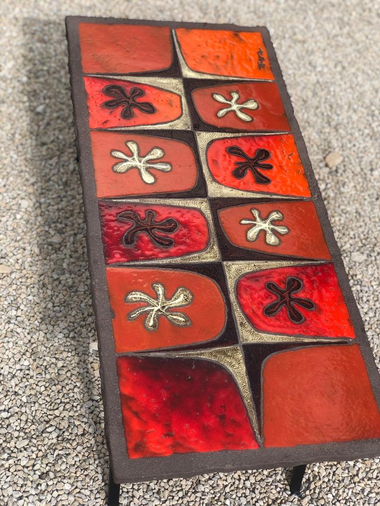 20th Century Coffee Table in Enamelled Lava by Jean Jaffeux, 1960s In Good Condition In Saint Rémy de Provence, FR