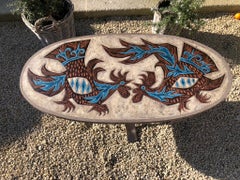 20th Century Coffee Table Jean Jaffeux in Enamelled Lava Signed 1960