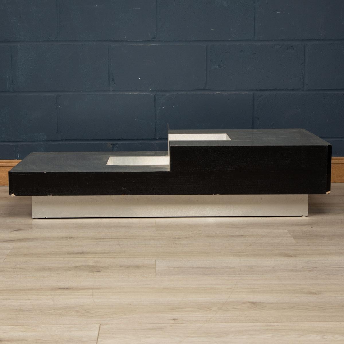 Aluminum 20th Century Coffee Table With A Dry Bar Compartment By Willy Rizzo, Italy