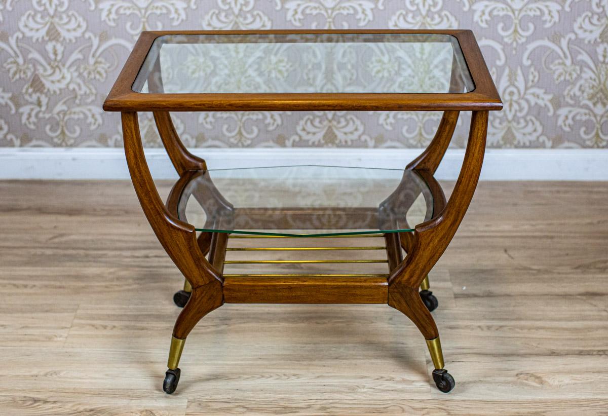 European 20th-Century Coffee Table with Glass Top For Sale