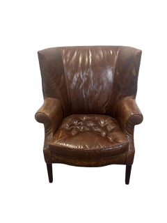 20th Century Cognac Leather Wingback Chair