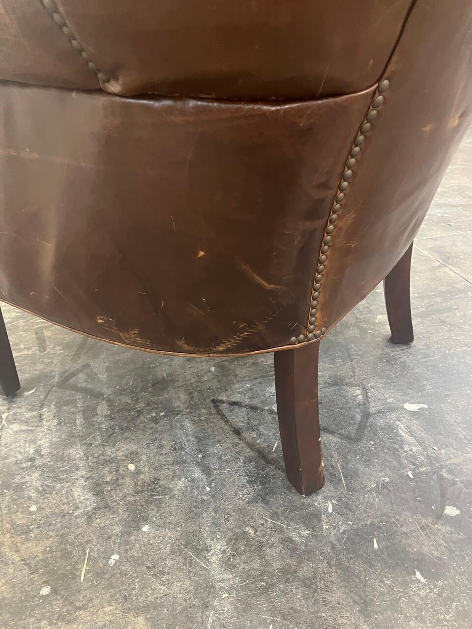 20th Century Cognac Leather Wingback Chair 1