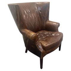 20th Century Cognac Leather Wingback Chair