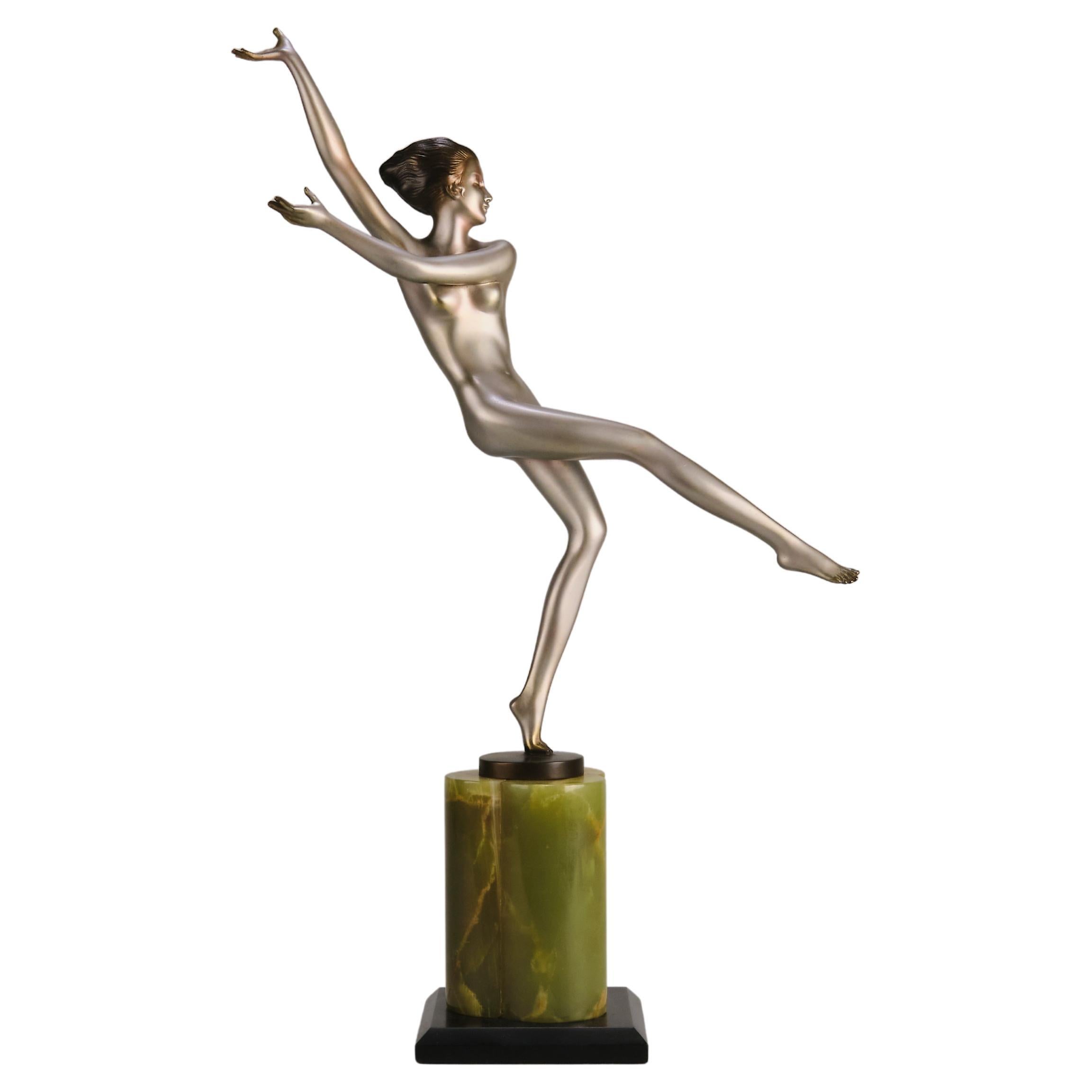 20th Century Cold-Painted Austrian Bronze Entitled "Leg Out" by Josef Lorenzl For Sale