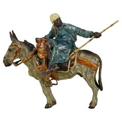 20th Century Cold-Painted Bronze Entitled "Tradesman And Donkey" by Bergman