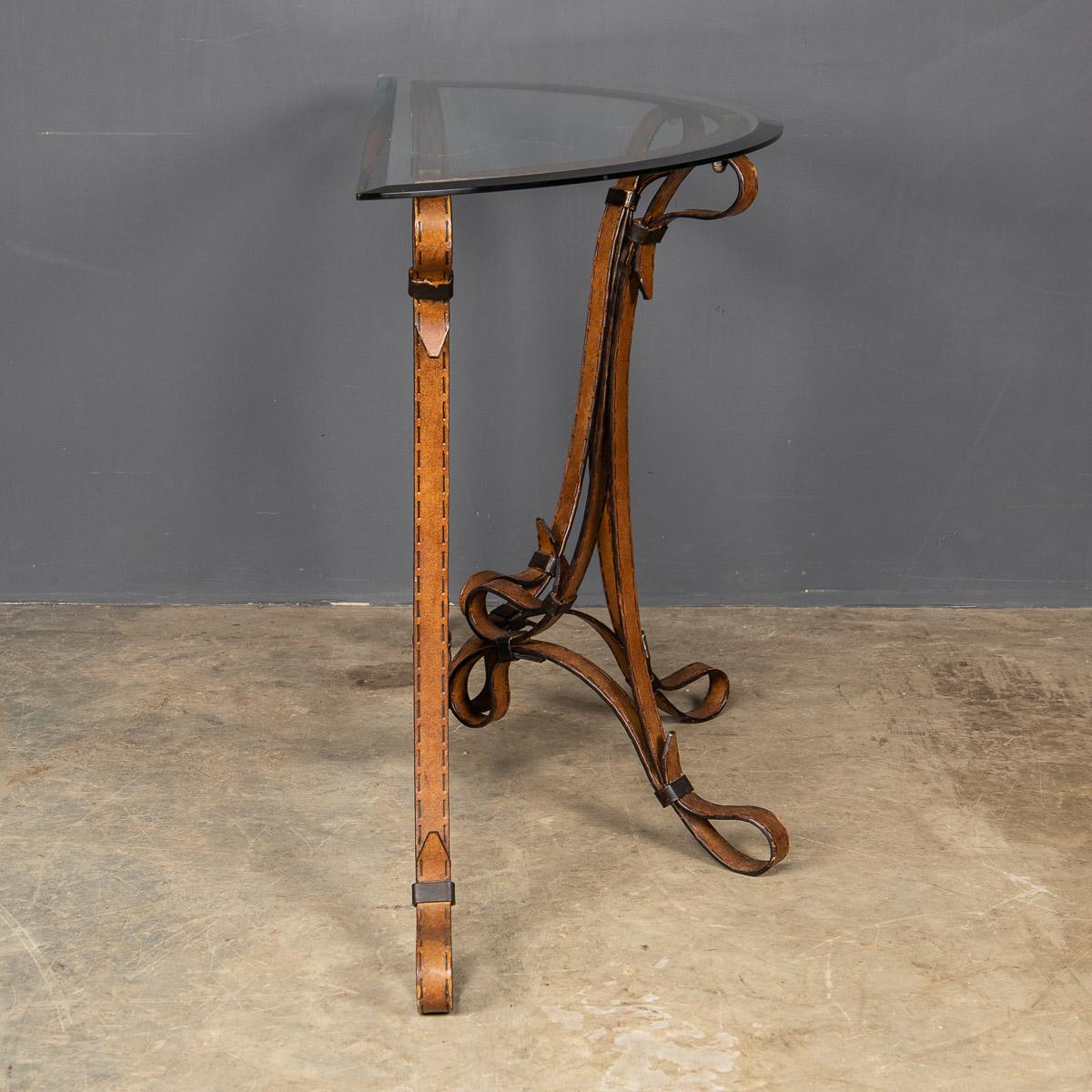 20th Century, Cold Painted Strap & Buckle Wrought Iron Console, c.1980 For Sale 1