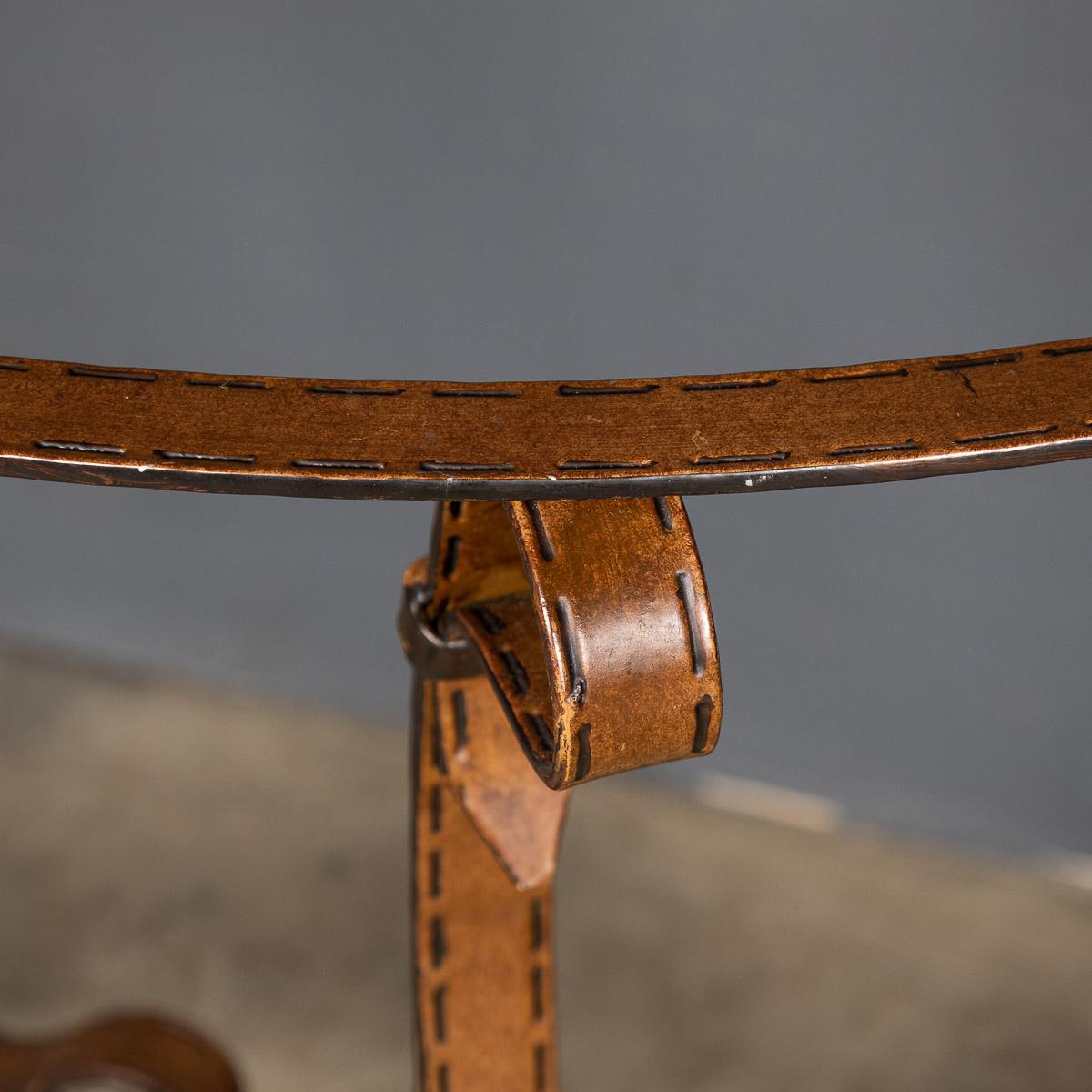 20th Century, Cold Painted Strap & Buckle Wrought Iron Console, c.1980 For Sale 3