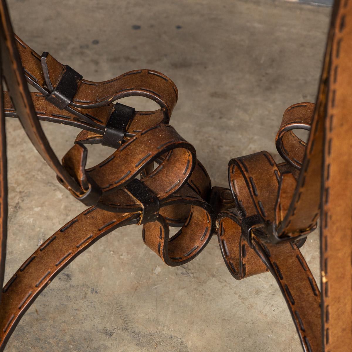 20th Century, Cold Painted Strap & Buckle Wrought Iron Console, c.1980 For Sale 5