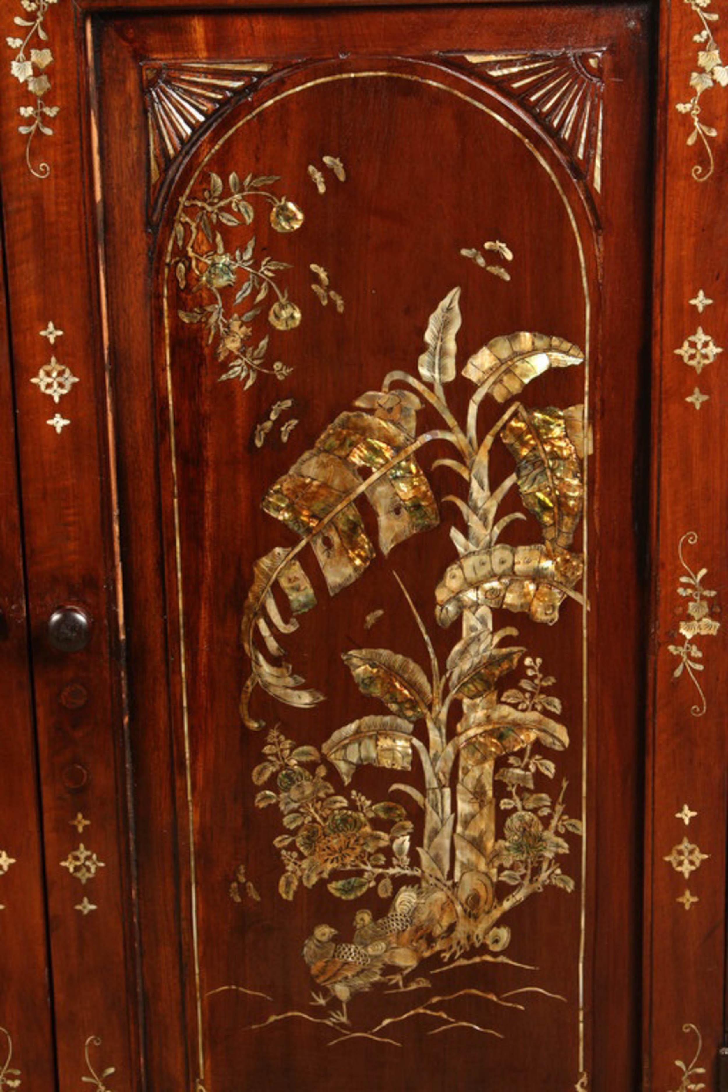 20th Century Colonial Rosewood Cabinet with Mother of Pearl 2