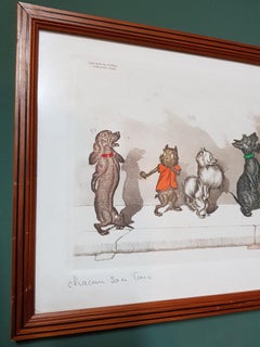 20th Century Colored Etching by Boris O'Klein "Chacun Son Tour"