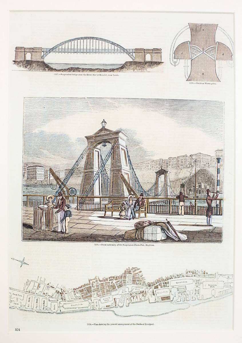 We present you this illustration printed from a book with depictions of bridges.
This is one of the six graphics regarding construction. 
This graphic is made of passe-portout, framed in a wooden frame with glass.

  

The price is for one