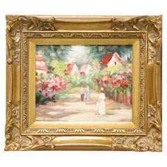20th Century Colorful Oil on Canvas Painting - Spring Stroll - Unsigned 20th Century Colorful Oil on Canvas Painting - Spring Stroll - Unsigned