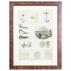 20th Century Colorful Print in a Frame, Anchors and More